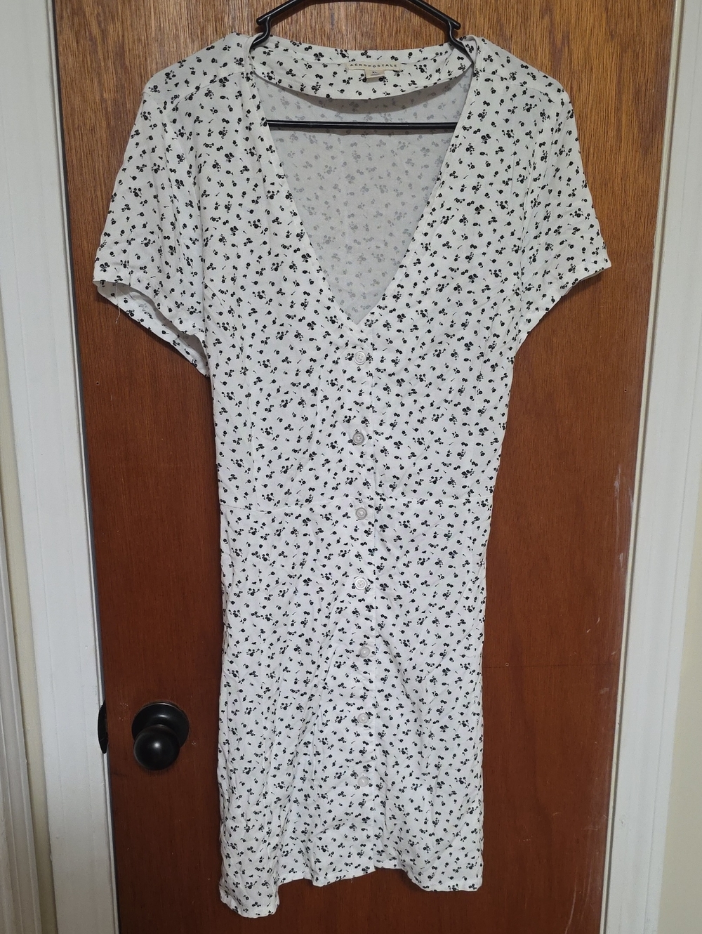 Aeropostale White Mini Dress with Black Floral Print
